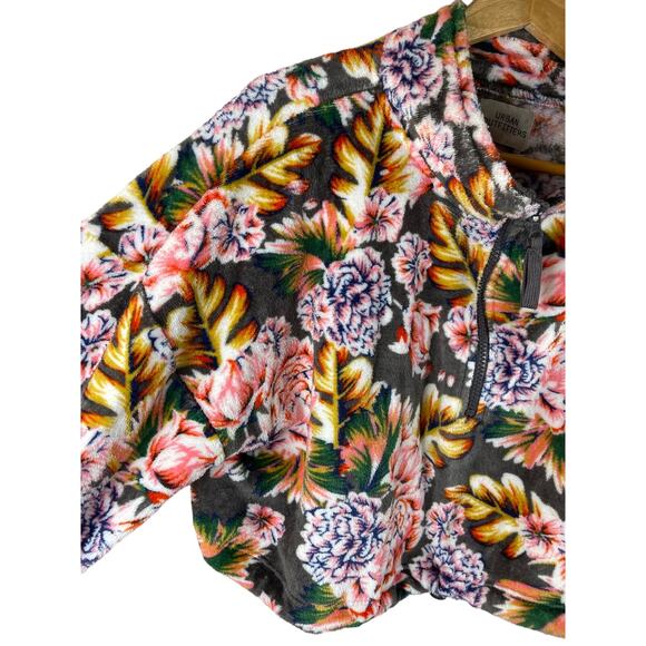 Urban‎ Outfitters Angela Cozy Floral Fleece Quarter Zip Pullover Size Medium - Picture 8 of 12